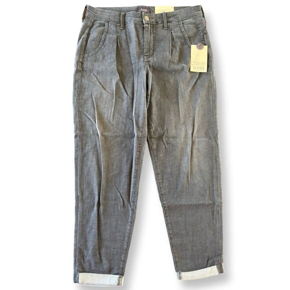 NYDJ NWT Charcoal Grey Giles Stretch Denim Cuffed Ankle High Rise Jeans Size 6 - Picture 3 of 13
